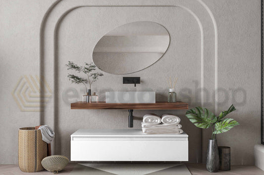 Mobile bagno tabacco bianco opaco 120x50 Oasy un cassetto con top e lavabo rettangolare da appoggio