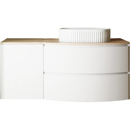 Mobile bagno 120x57 bianco opaco quercia Berna con lavabo in ceramica