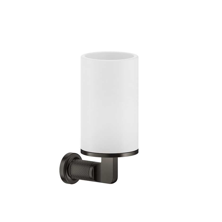 Bicchere portaspazzolini a parete bianco matte black xl inciso 58508 gessi