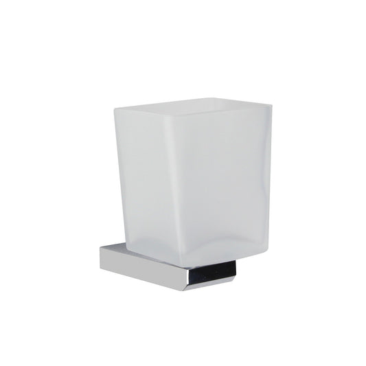 Koh-i-noor 4QUATTRO bicchiere portaspazzolini a muro in cristallo acidato e ottone cromato