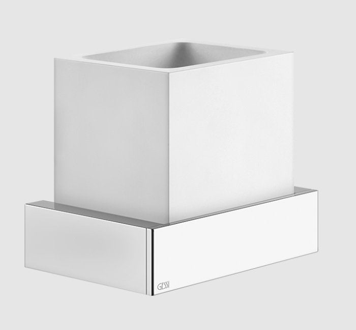 Bicchiere portaspazzolini a Muro Bianco Cromo Rettangolo 20807 Gessi