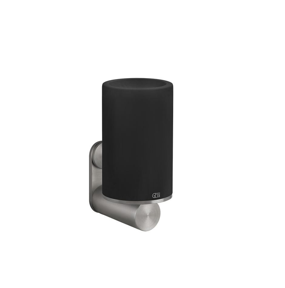 Bicchiere portaspazzolini a muro nero steel brushed 54708 Gessi