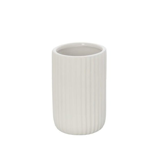 Bicchiere portaspazzolini da appoggio in ceramica bianco color