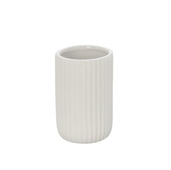 Bicchiere portaspazzolini da appoggio in ceramica bianco color