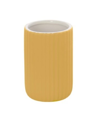 Bicchiere portaspazzolini da appoggio in ceramica giallo color