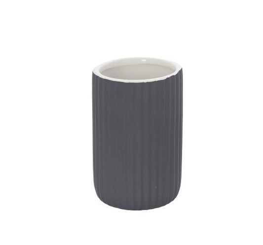 Bicchiere portaspazzolini da appoggio in ceramica grigio color