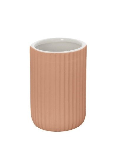 Bicchiere portaspazzolini da appoggio in ceramica rosa color