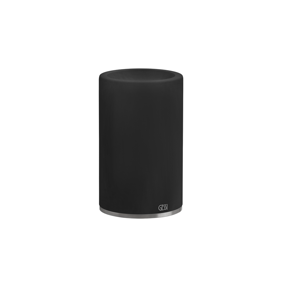 Bicchiere portaspazzolini da appoggio nero steel brushed Nero Opaco montato a parete, vista del design e della finitura