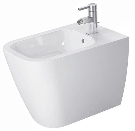 Bidet A Pavimento Filo Parete Monoforo Bianco Happy D2, vista frontale su sfondo bianco