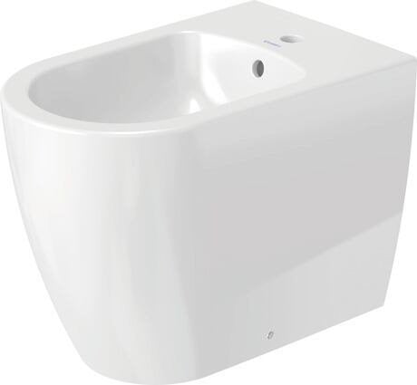 Bidet filo parete 37x60 a Pavimento Bianco senza ambientato su piano bagno con accessori