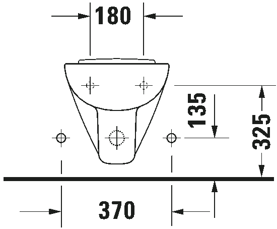 Bidet sospeso 35x48 Compact Monoforo Bianco D-Code Duravit visto dall'alto con scarico e interno visibili