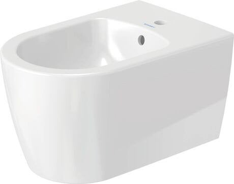 Bidet Sospeso 37x57 senza rubinetteria Bianco Duravit Me By ambientato su piano bagno con accessori