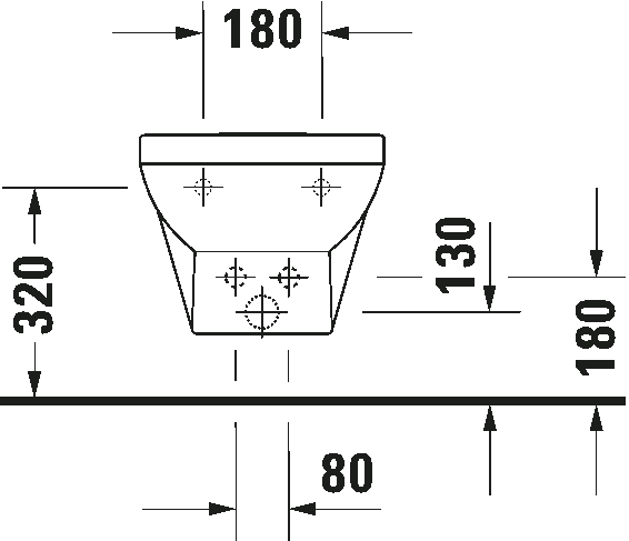 Bidet Sospeso Monoforo 37x54 Bianco Duravit No1, vista laterale del profilo e della forma
