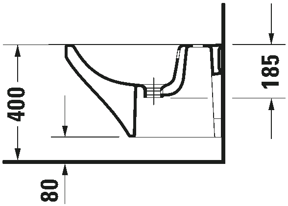 Bidet Sospeso Monoforo Bianco lucido Durastyle Duravit, vista frontale su sfondo bianco