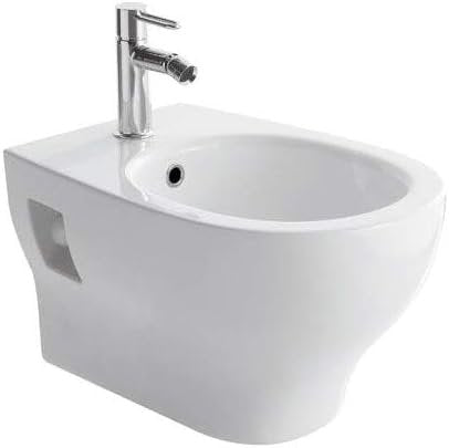 Bidet Sospeso Monoforo in ceramica Bianco Lucido GRS09, vista frontale su sfondo bianco - Ceramica Globo
