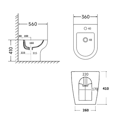 Coppia sanitari Touch a pavimento filo muro bianco lucido con sedile softclose