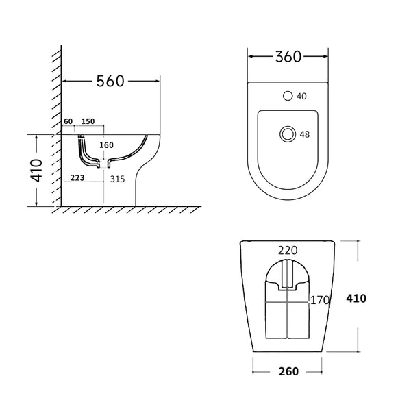 Coppia sanitari Touch a pavimento filo muro bianco lucido con sedile softclose