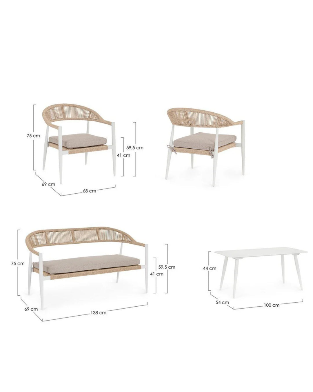 Andrea Bizzotto Jadia salotto ad intreccio bianco beige 0665027