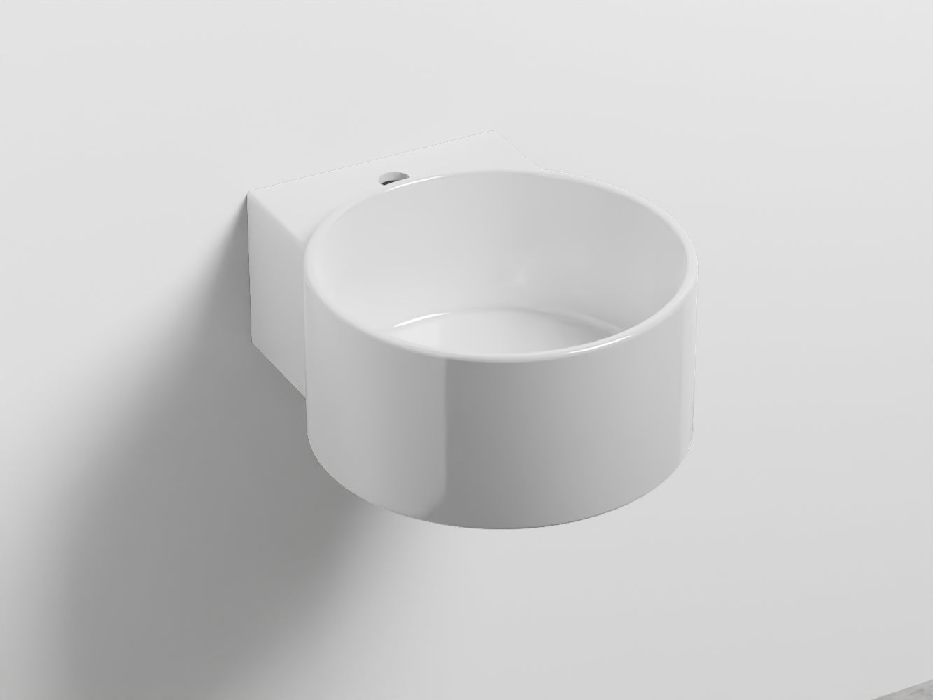 Cielo Sella Lavabo 40x48 Monoforo sospeso Senza Troppopieno in ceramica e lucido ambientato su piano bagno con accessori
