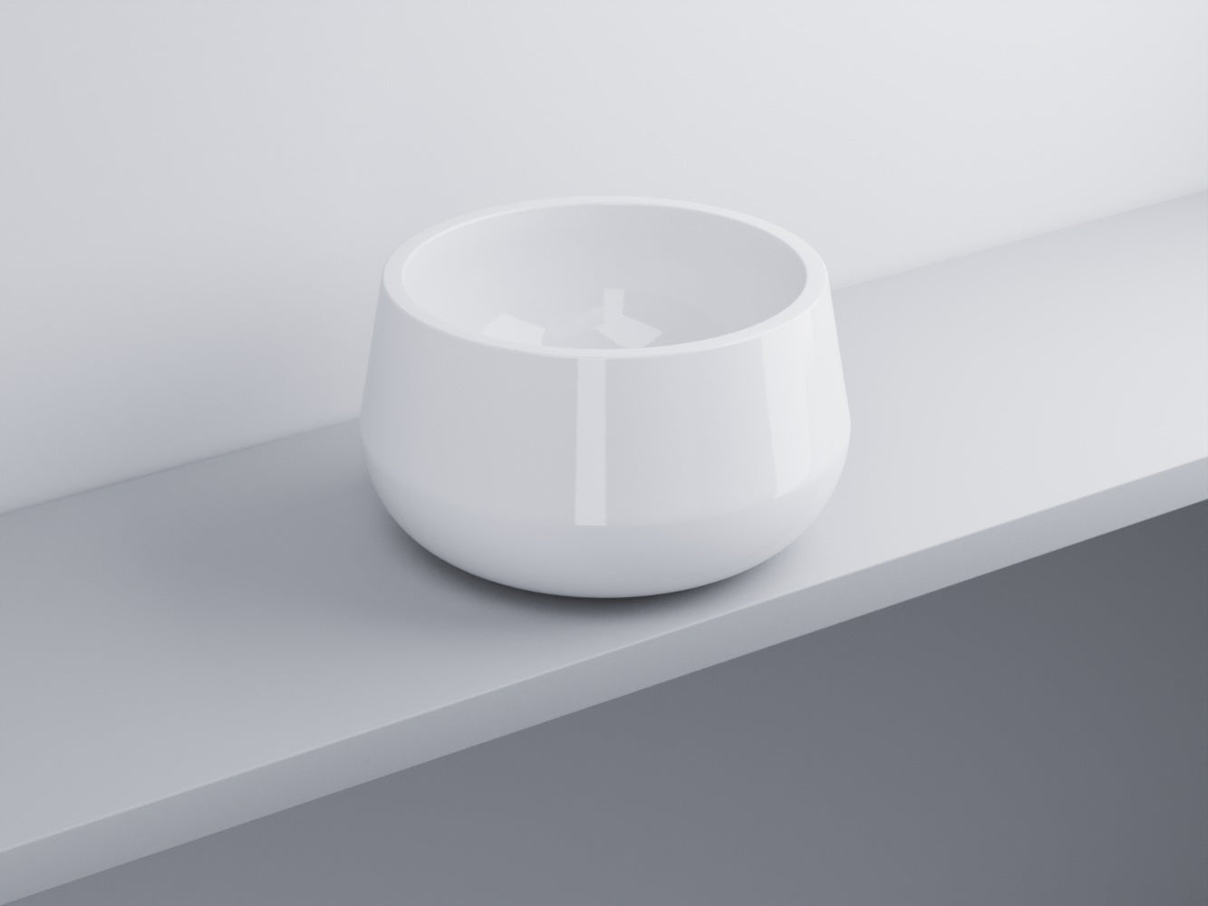 Cielo Tina bacinella 45 cm lavabo da appoggio senza in ceramica e lucido ambientato su piano bagno con accessori