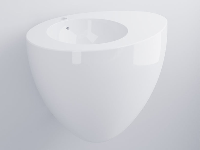 Cielo Le Giare lavabo 70x56 sospeso con troppopieno in Bianco Glossy in ceramica e lucido ambientato su piano bagno con...