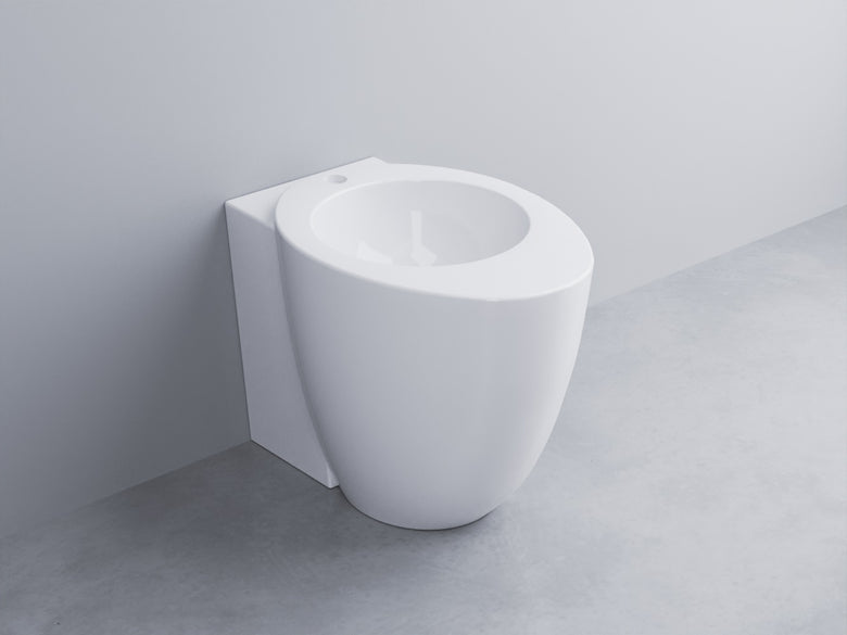 Cielo Le Giare bidet monoforo a pavimento con fissaggi Bianca Lucida in ceramica e lucido ambientato su piano bagno con...