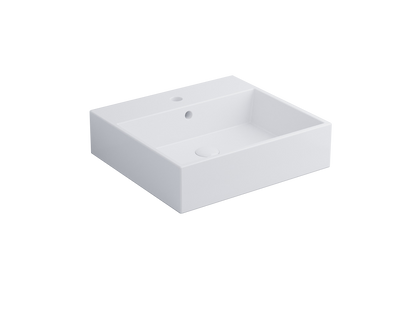 Cielo Smile Lavabo monoforo 50x46 sospeso o da appoggio con troppopieno in ceramica bianco lucido