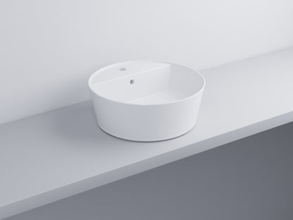 Cielo Handy lavabo 45 cm tondo monoforo da appoggio e troppopieno in ceramica bianco lucido