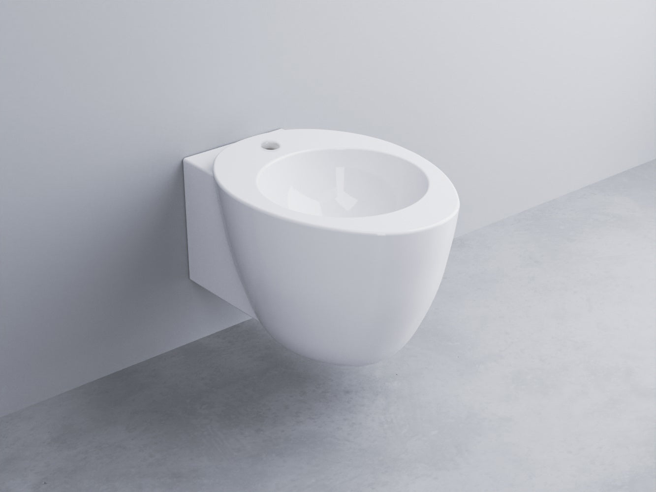 Cielo Le Giare bidet sospeso monoforo in ceramica bianco Bianca Lucida in lucido ambientato su piano bagno con accessori
