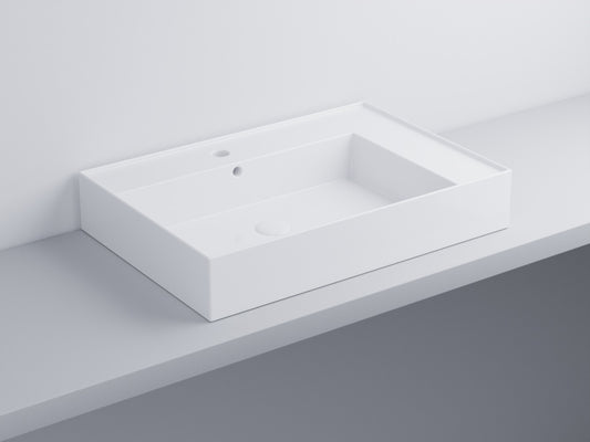 Cielo Enjoy Lavabo 70x48 Sospeso O Da Appoggio Rettangolare Con Troppopieno Bianco lucido