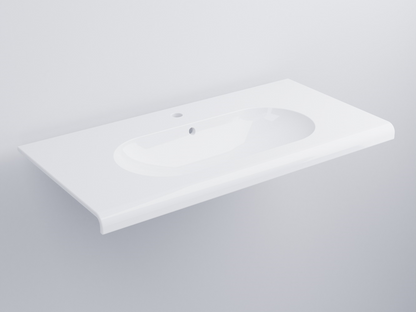 Cielo Fluid Lavabo 100x48 Sospeso Monoforo Con Troppopieno Bianco Lucido