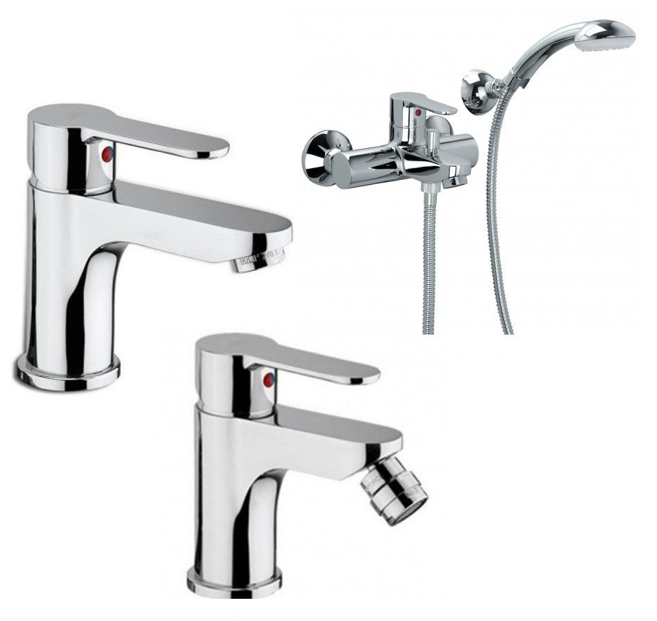 Paffoni Blu set Miscelatori Lavabo Bidet E Vasca Cromo, vista laterale dello spessore e del bordo