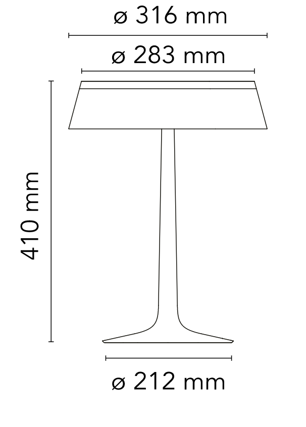Flos Bon Jour Lampada Da Tavolo cromo opaco con corona fume spenta, dettaglio del corpo lampada e dei materiali
