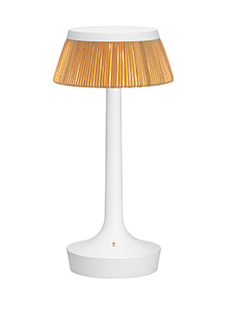 FLOS Bon Jour Unplugged Lampada da tavolo ricaricabile spenta, dettaglio del corpo lampada e dei materiali