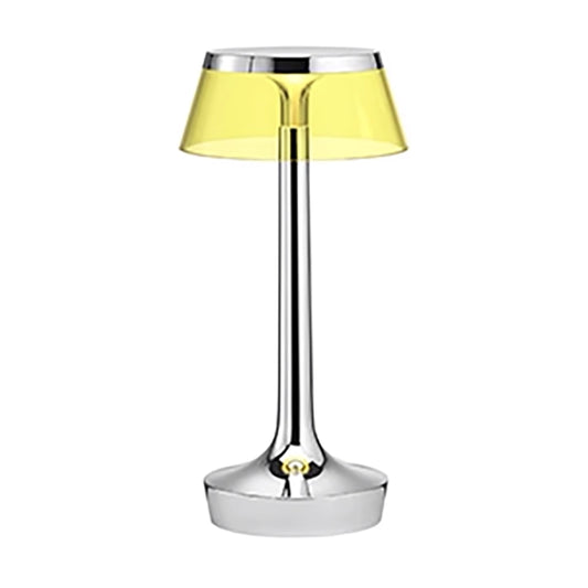FLOS Bon Jour Unplugged Lampada da tavolo Ricaricabile cromo/corona gialla