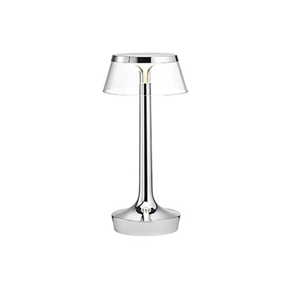 FLOS Bon Jour Unplugged Lampada da tavolo Ricaricabile cromo/corona trasparente