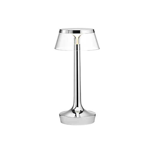 FLOS Bon Jour Unplugged Lampada da tavolo Ricaricabile cromo/corona trasparente