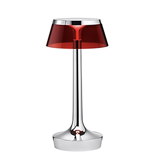 FLOS Bon Jour Unplugged Lampada da tavolo Ricaricabile cromo corona rossa