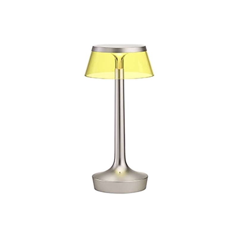 FLOS Bon Jour Unplugged Lampada da tavolo Ricaricabile cromo opaco/corona gialla