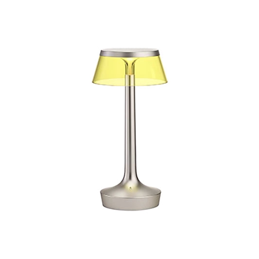 FLOS Bon Jour Unplugged Lampada da tavolo Ricaricabile cromo opaco/corona gialla