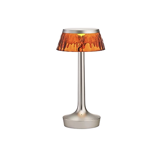 FLOS Bon Jour Unplugged Lampada da tavolo ricaricabile cromo opaco/corona ambra