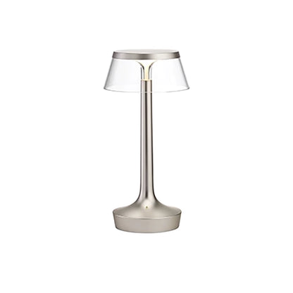 FLOS Bon Jour Unplugged Lampada da tavolo Ricaricabile cromo opaco corona trasparente
