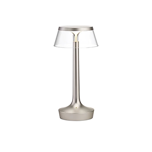 FLOS Bon Jour Unplugged Lampada da tavolo Ricaricabile cromo opaco corona trasparente