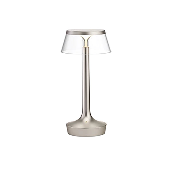 FLOS Bon Jour Unplugged Lampada da tavolo Ricaricabile cromo opaco corona trasparente