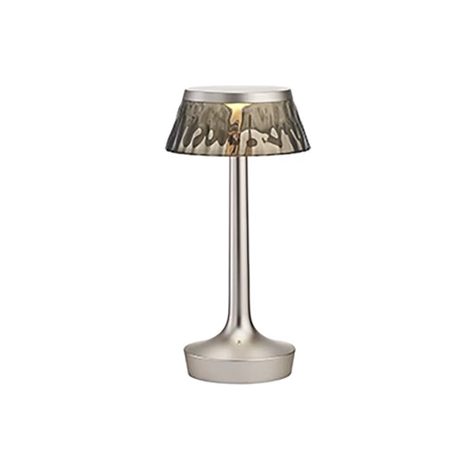 FLOS Bon Jour Unplugged Lampada da tavolo Ricaricabile 10 cm cromo opaco e corona fumÃ¨