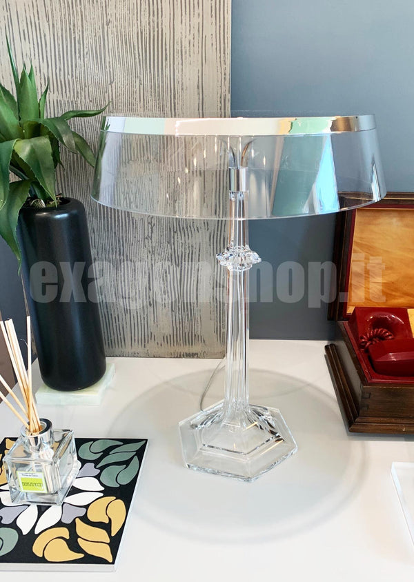 Flos Bon Jour Versailles Lampada da tavolo a luce diffusa cromo con Corona Trasparente