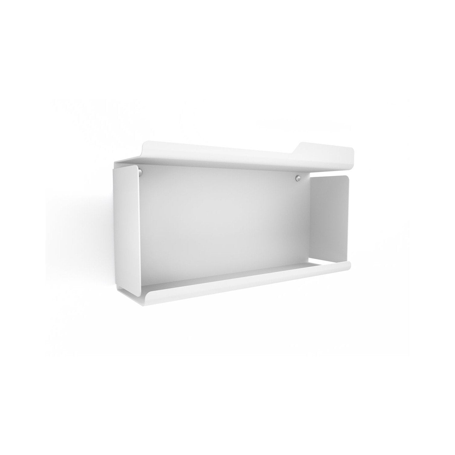 Koh-i-noor mensola 45x25 a muro in acciaio bianco opaco installato in bagno moderno con ante in vetro temperato - Koh I Noor