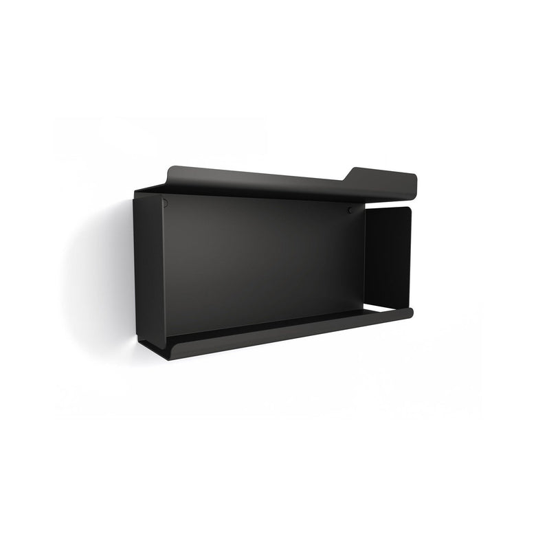 Koh-i-noor mensola 45x25 a muro in acciaio bianco nero 7532n Nero Opaco installato in bagno moderno con ante in vetro...
