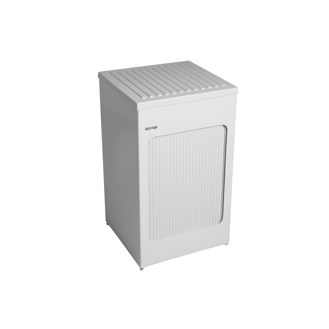 Colavene Lavacril box contenitore lavatrice 50x50 H.84 con in abs installato su lavello, vista della bocca e della leva