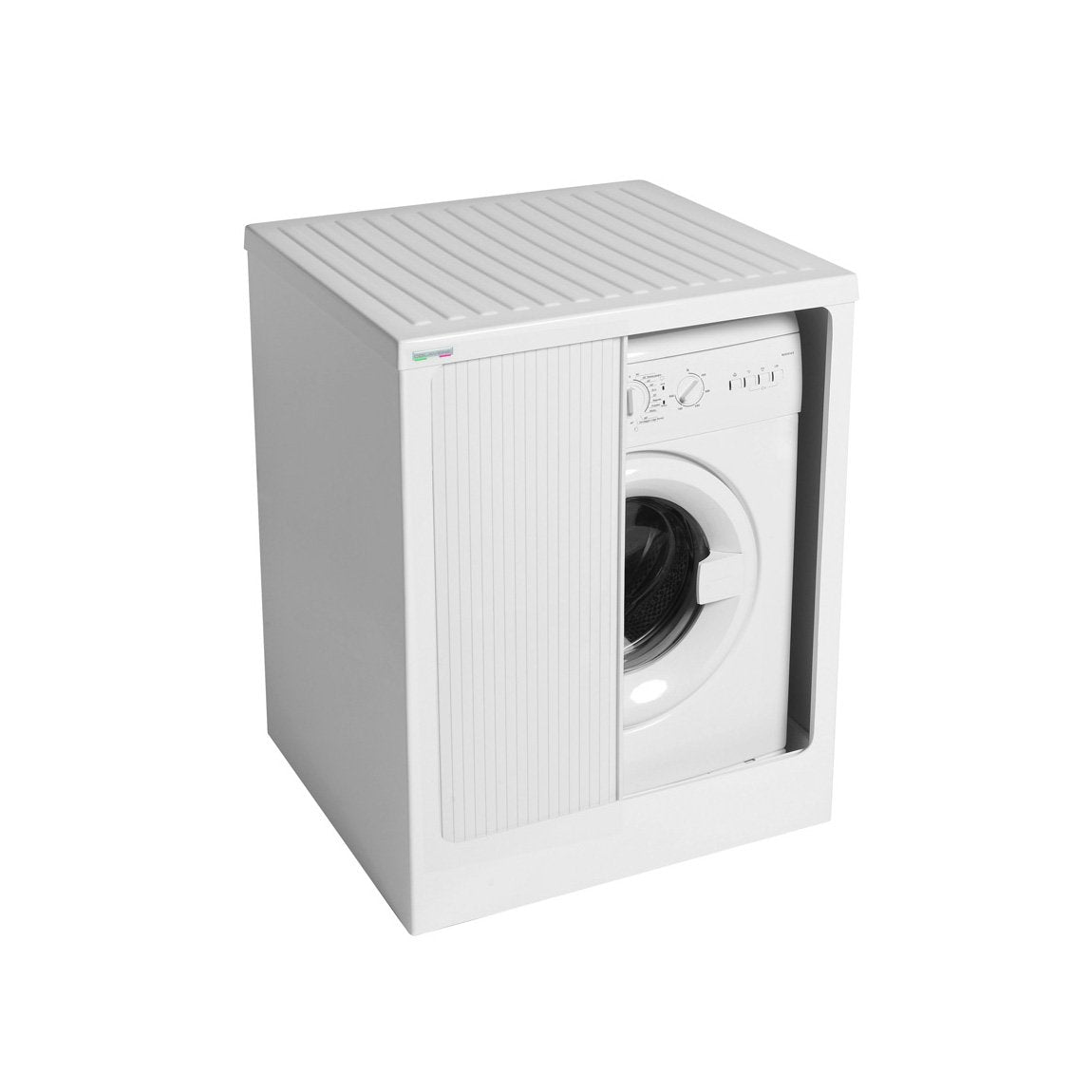 Colavene Lavcril contenitore per lavatrice 72x68x91h con in abs installato su lavello, vista della bocca e della leva